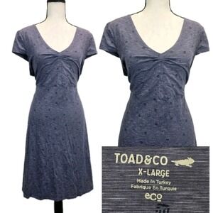 Toad & Co Rosemarie A-Line Dress Size XL Cap Sleeve Travel Organic Cotton 3130